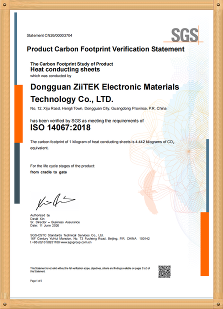 Porcelana Dongguan Ziitek Electronical Material and Technology Co., Ltd certificaciones